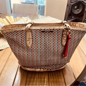 Brahmin Medium Bowie Tote Bag Ridgemont Woven Croc Embossed Leather